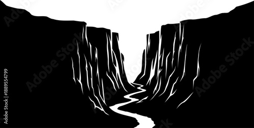 Deep river canyon gorge silhouette landscape