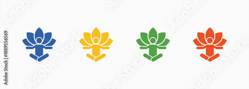 Meditation Icon Set Color Multiple Style Collection