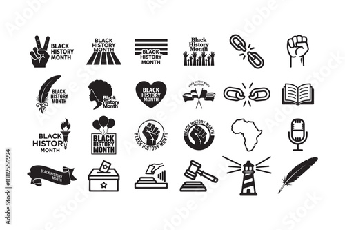 Black History Month Celebration Icons Pack for Education and Campaigns