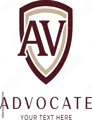 Free Download AV Monogram Logo Design with Shield Shape and Advocate Text - GFXLoad