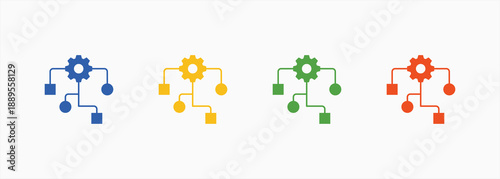 Algorithm Icon Set Color Multiple Style Collection