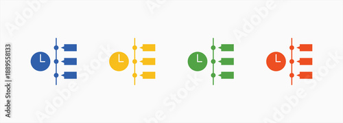 Time Line Icon Set Color Multiple Style Collection