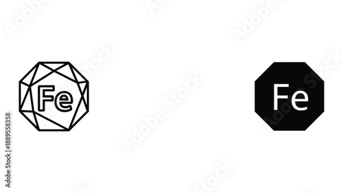 Iron symbol inside geometric shapes