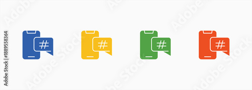 Hashtag Icon Set Color Multiple Style Collection