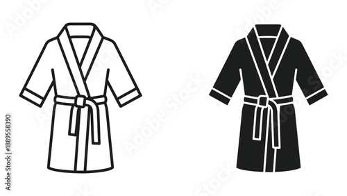 Bathrobe icon set in black and white