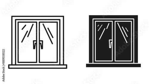 Simple line art illustration of two windows
