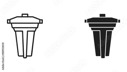 Simple line art illustration of two trash cans