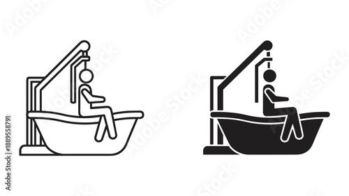 Person using bathtub lift for safe bathing