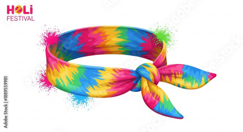 Vibrant tie dye headband with knot holi festival celebration colors