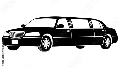 A sleek black limousine against a clean white background