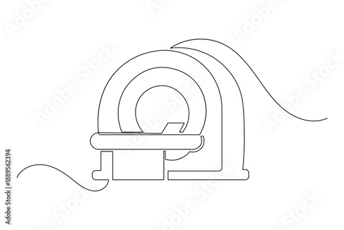 Mri and ct scan machine continuous one line art drawing minimalist style isolate outline