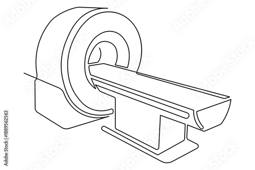 Simple outline illustration of mri machine continuous single line art design