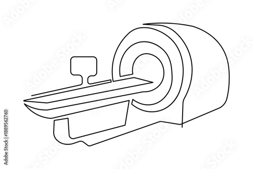 Single line art illustration of mri ct scan machine continuous outline drawing