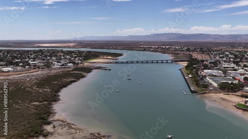 Wallpaper Mural Port Augusta City, South Australia – 4K aerial drone footage of residential houses, urban estates, bridges, river, traffic, Spencer Gulf and regional city landscape Torontodigital.ca