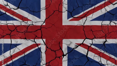 Cracked flag depiction, with red, white, and blue hues