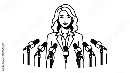A confident businesswoman addressing the media at a press conference