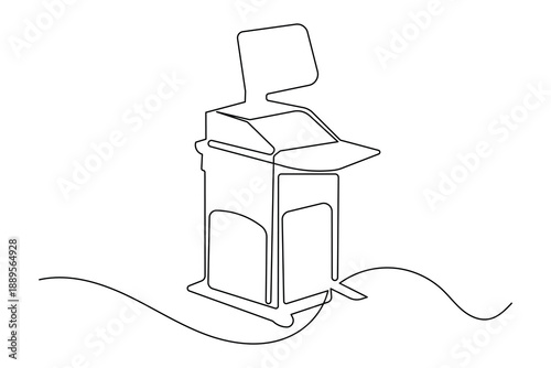 Minimalist ultrasound machine continuous line drawing simple medical outline isolated