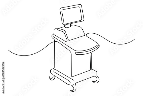 Minimalist style ultrasound device illustration continuous line drawing isolated art