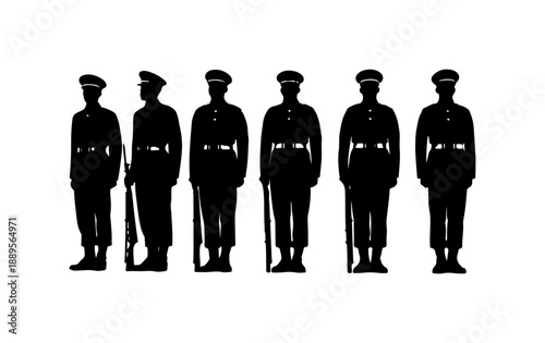 Silhouettes of Six Police Officers
