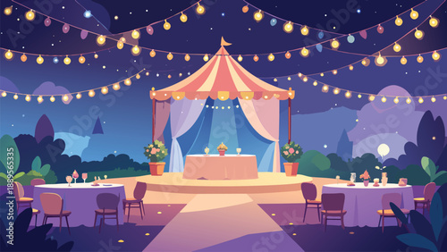 decorated event night party stage in nature background vector