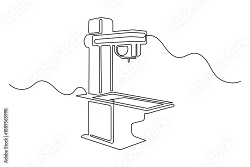 Minimalist x ray machine continuous line drawing simple medical outline isolated