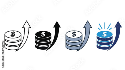 A graphic illustration of growing money stacks with increasing value