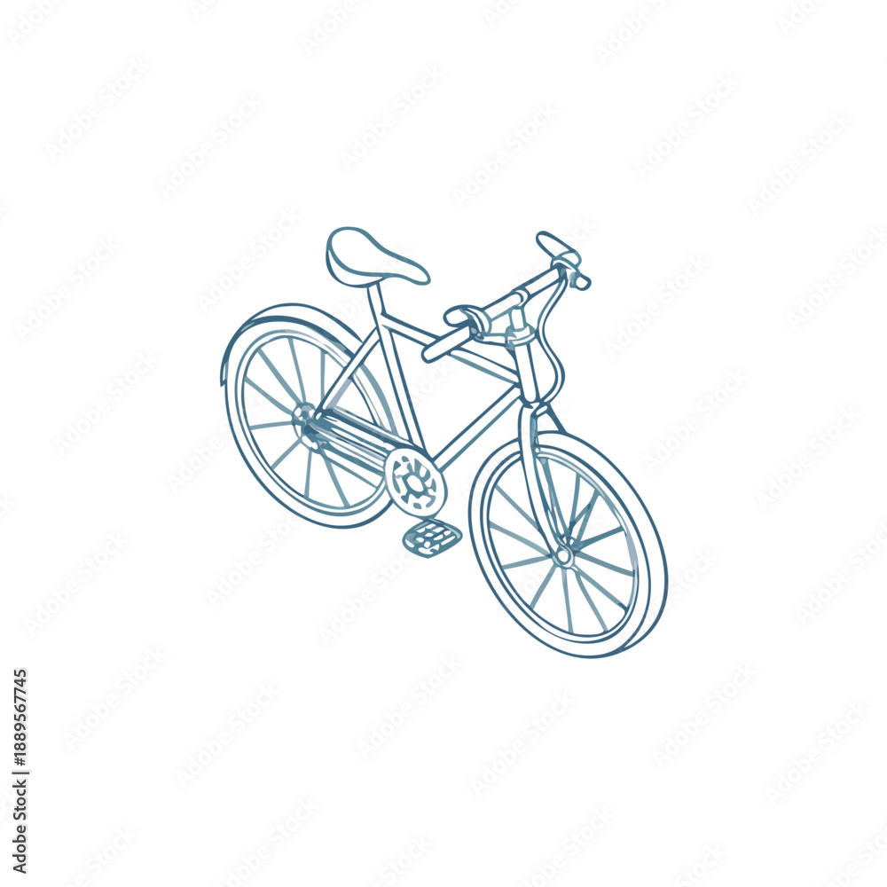 Fototapeta premium A minimalist blue line drawing depicts a classic bicycle on black