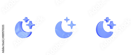 moon stars 3D icon isolated on background