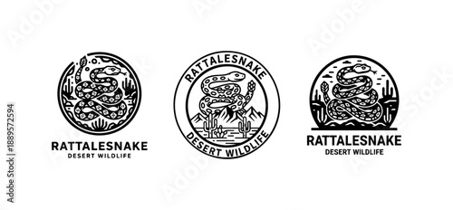 Black and White Rattlesnake Desert Wildlife Badge