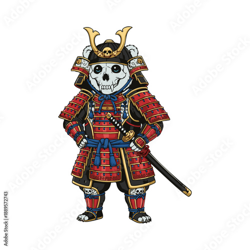 samurai skull bear warrior character
