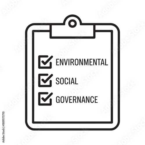 Clipboard displaying environmental social and governance checklist with ticked boxes