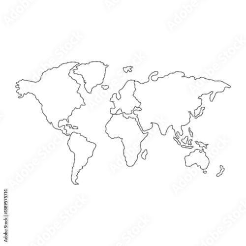 A simple outline map of the world showing continents and major landmasses on a white background.