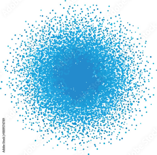 Canvastavla Blue abstract circular burst pattern composed of many scattered dots and particl