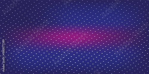 Led pixel screen display with bright blue and purple dots forming digital wall background. Futuristic technology pattern for video walls, presentations or electronic advertising. Tv display panel