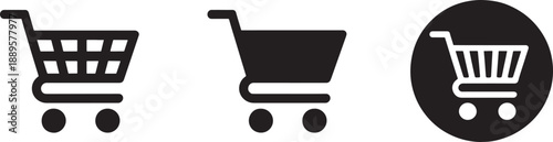 Black shopping cart signs symbols