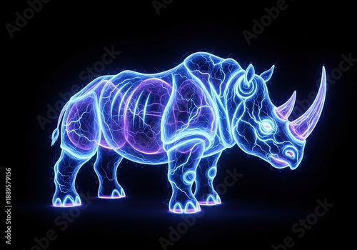 Wallpaper Mural Illuminated neon rhino Torontodigital.ca