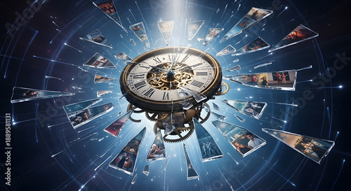 Artistic concept of a broken clock representing lost time