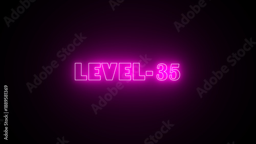Photos Glowing purple color LEVEL 35 text on black background