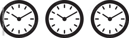 Three black and white clock clocks clock black isolated time