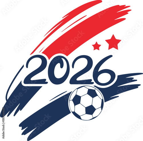 soccer 2026 number graphic with soccer ball and stars