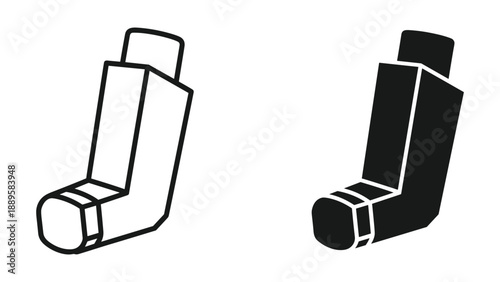 Asthma inhaler illustration in black and white