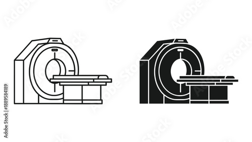 Medical mri machine illustration in black and white