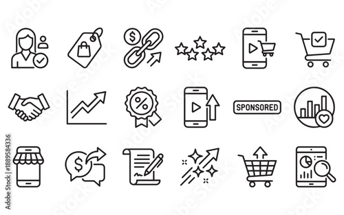 E-commerce and business icons for marketing and finance strategies