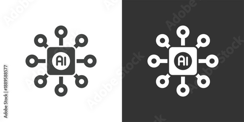 AI Network Connection icon. Solid glyph series icon