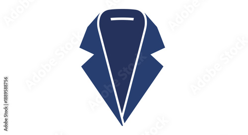 Stylized navy blue blazer with white lapel design isolated on a plain white background