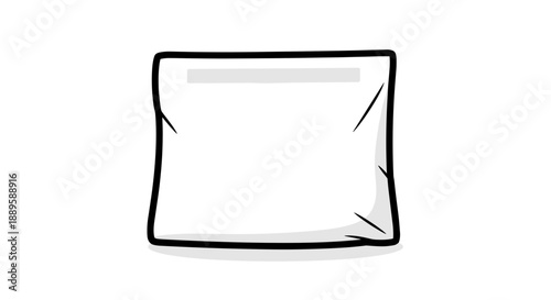 Isolated white mailer bag with black outline on plain background, showcasing simple packaging design