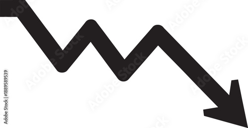 Downward trend line with arrow line graph decline decrease