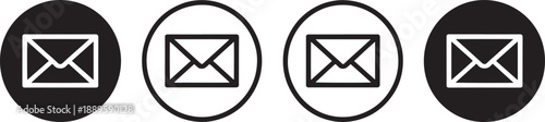 Four Email in Black and White Circles envelopes