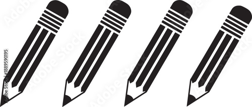 Four pencils symbols isolated white background