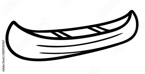 Canoe outline sketch, simple boat symbol for outdoor and water activities